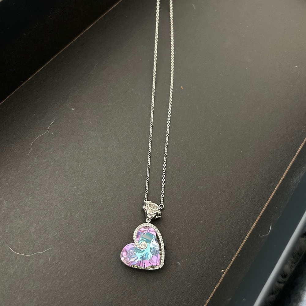 Heart shaped multi colored stone necklace